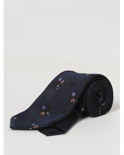 Etro Cravatta in seta con motivo floreale jacquard - Blu