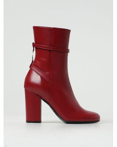Patrizia Pepe Flat Ankle Boots - Red