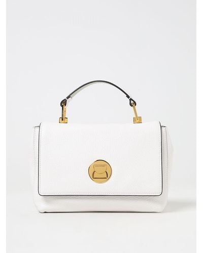Coccinelle Liya Bag In Grained Leather With Shoulder Strap - White