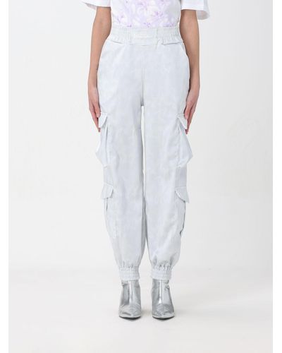 DISCLAIMER Pantalone cargo in crêpe con tie dye - Bianco