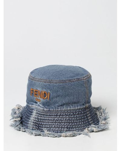 Fendi Sombrero de pescador con logo bordado - Azul