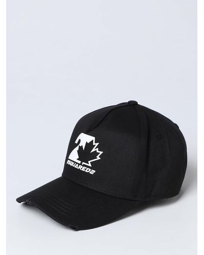 DSquared² Hat In Cotton With Printed Logo - Black