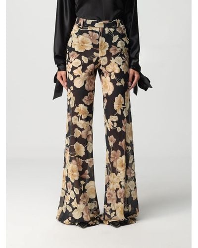 Saint Laurent Pantalone in seta con stampa floreale - Multicolore