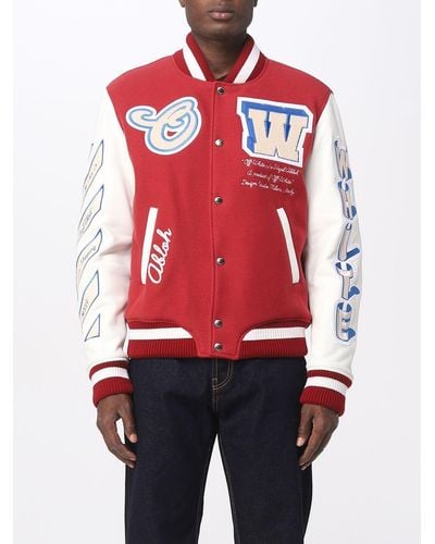 Off-White c/o Virgil Abloh On The Go Wool-blend Varsity Jacket - Red