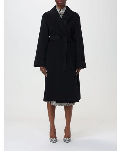 Fendi Cappotto in misto lana con cintura - Nero