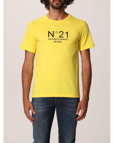 N°21 T-shirt in jersey di cotone con logo - Giallo