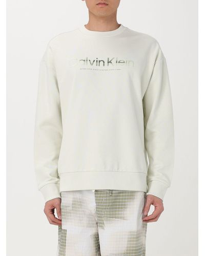 Calvin Klein Felpa in cotone con logo - Neutro