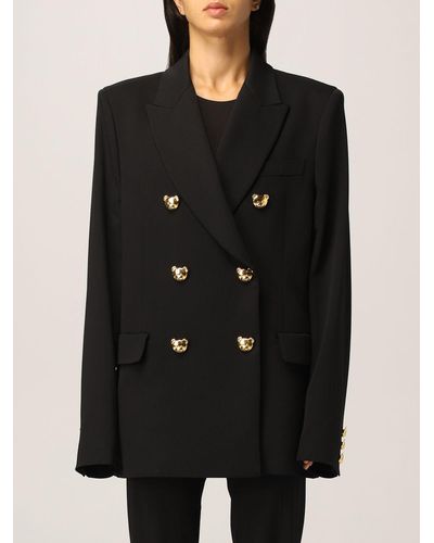 Moschino Double-breasted Blazer With Teddy Buttons - Black