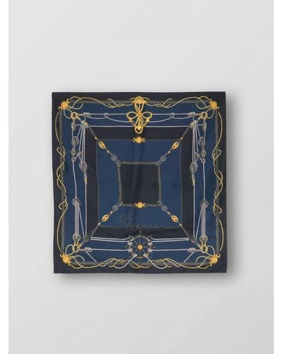 Versace Foulard in twill di seta stampato - Blu