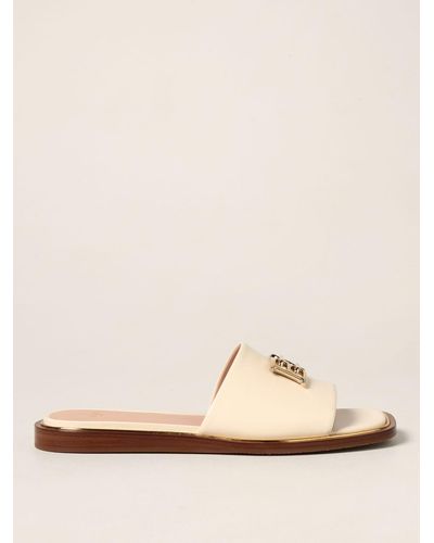 Bally Eloise Leather Flat Sandals - Natural
