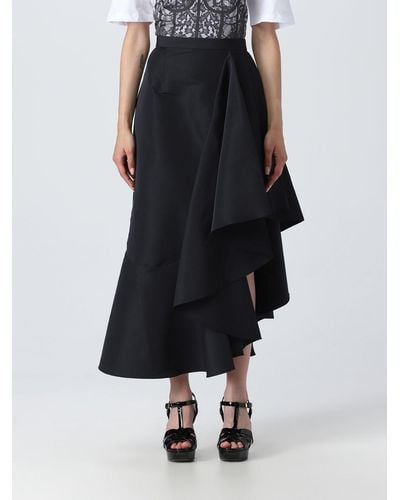 Alexander McQueen Skirt In Nylon With Drapes - Black