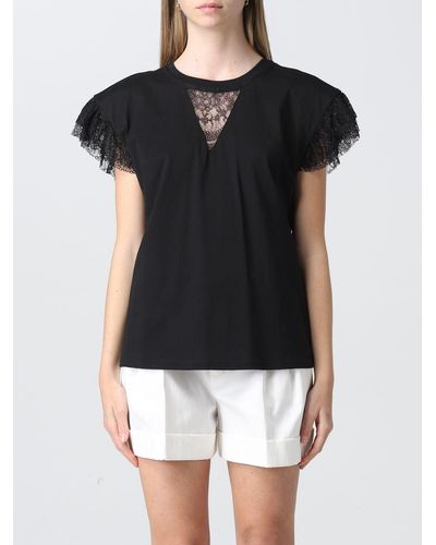 Twin Set T-shirt In Cotton And Lace - Black