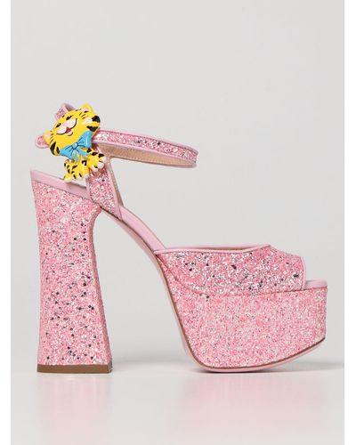 Moschino Glitter Court Shoes - Pink