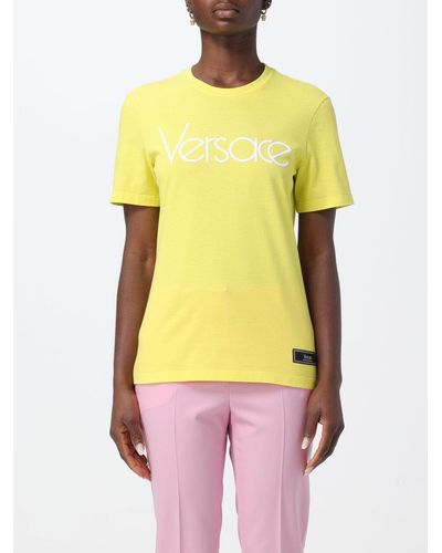 Versace T-shirt in cotone con logo - Giallo