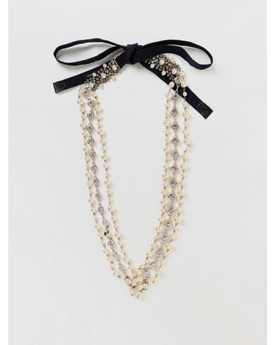 Max Mara Cintura in ottone con perle sintetiche e strass - Bianco