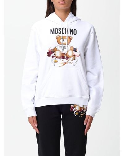 Moschino Organic Cotton Hoodie With Logo Print - White