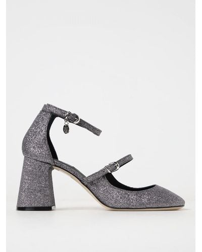 MSGM Court Shoes In Glittery Fabric - White