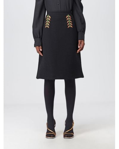 Etro Skirt In Wool Blend With Embroidery - Black