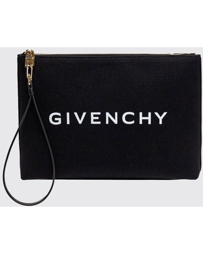 Givenchy Clutch in canvas di cotone con stampa logo - Nero