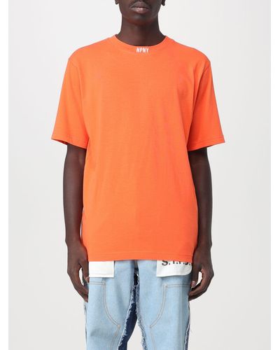 Heron Preston T-shirt in cotone con logo ricamato - Arancione