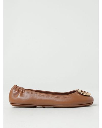 Tory Burch Minnie Ballerinas In Nappa Leather - Brown