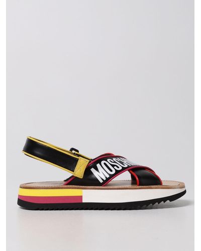 Moschino Smooth Leather Flat Sandals - Multicolor