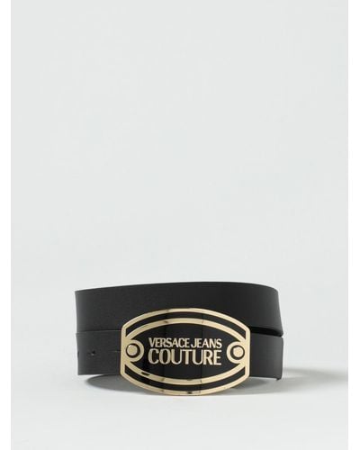 Versace Jeans Couture Cintura in pelle con fibbia logata - Nero