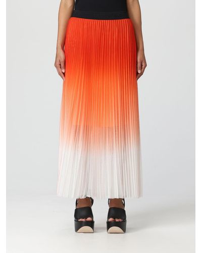 Karl Lagerfeld Pleated Mesh Ombre Skirt - Orange