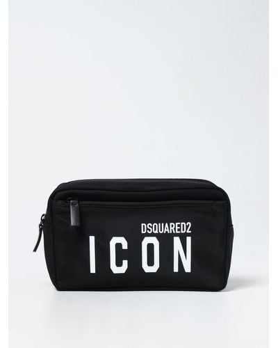 DSquared² Beauty Case In Nylon With Printed Logo - Black