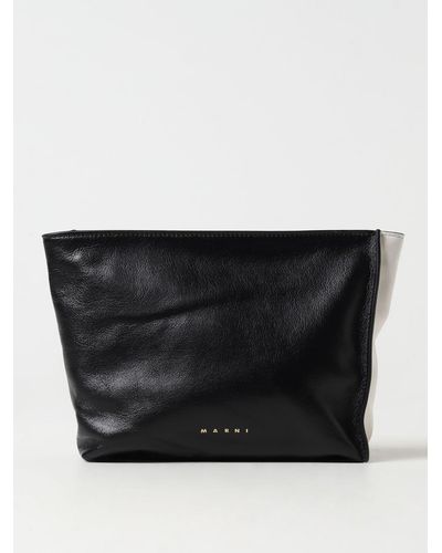 Marni Museum Clutch Bag In Smooth Leather - Black