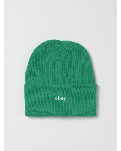 Obey Cappello in maglia a costine con logo ricamato - Verde