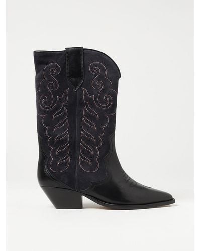 Isabel Marant Duerto Leather Ankle Boots With Embroidery - Black