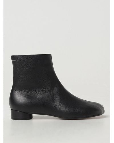 MM6 by Maison Martin Margiela Leather Ankle Boots 25 - Black