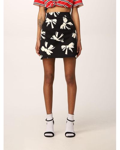 MSGM Skirt With All Over Bows Print - Black