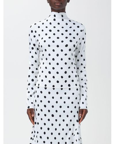 Marni T-shirt in raso stretch motivo Polka Dots - Bianco