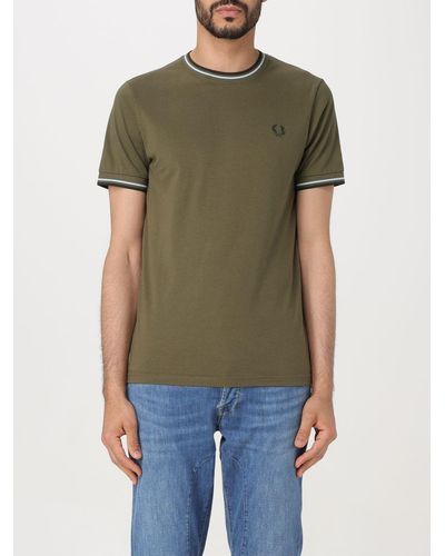 Fred Perry T-shirt in cotone con logo - Verde