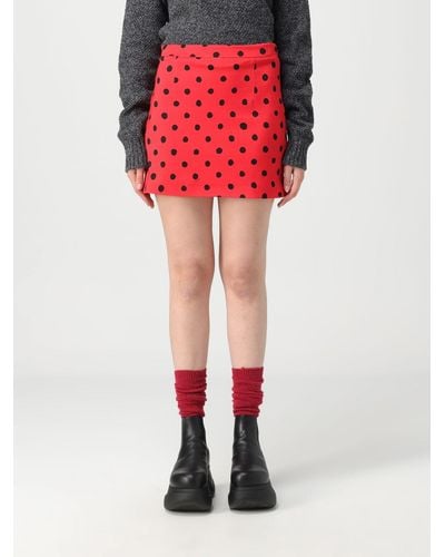 Marni Stretch Viscose Blend Skirt With Polka Dot Pattern - Red