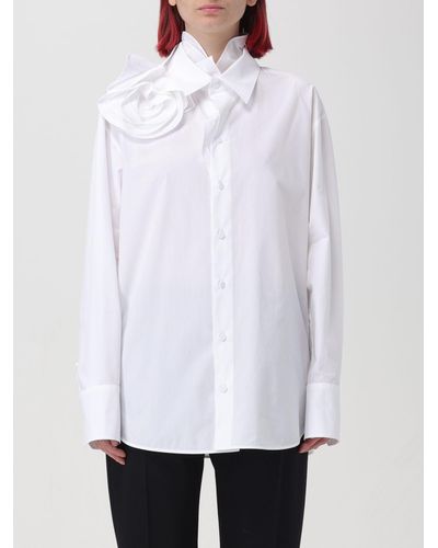 Valentino Camicia in popeline di cotone con fiore - Bianco