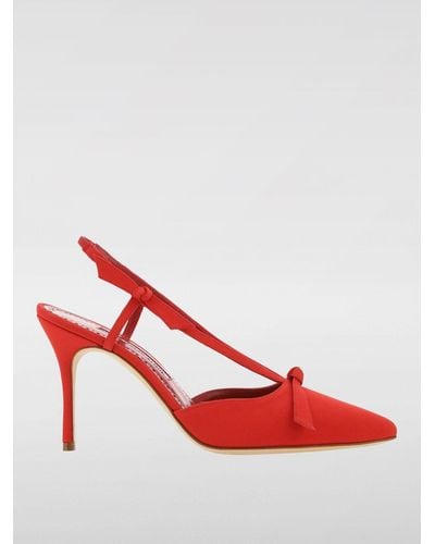 Manolo Blahnik Crepe Court Shoes - Red