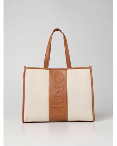 Liu Jo Tote Bag In Canvas And Synthetic Leather - Multicolour