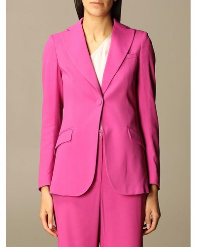 L'Autre Chose Single-breasted Jacket In Crepe - Pink