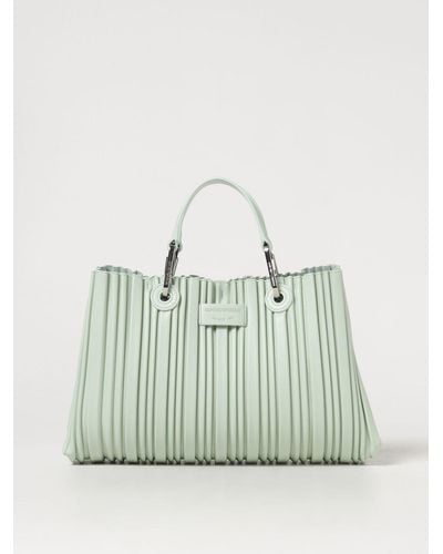 Emporio Armani Asv Myea Small Shopper Bag In Pleated, Recycled Faux Nappa Leather - Green