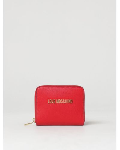 Love Moschino Portafoglio in pelle sintetica a grana con logo - Rosso