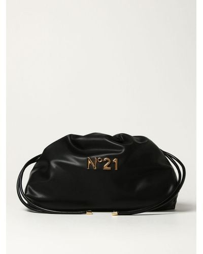 N°21 Eva Pouch N ° 21 In Ecological Leather With Logo - Black