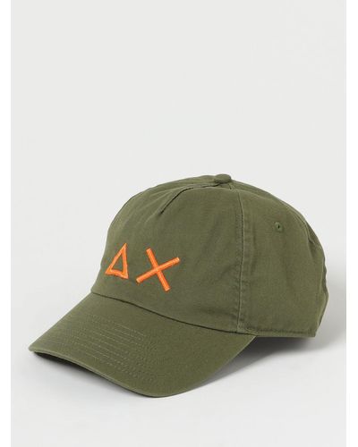 Sun 68 Cappello in cotone con monogram ricamato a contrasto - Verde