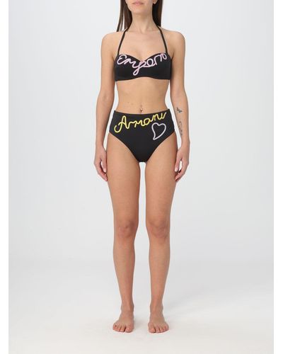 Emporio Armani Bikini in lycra con logo - Nero
