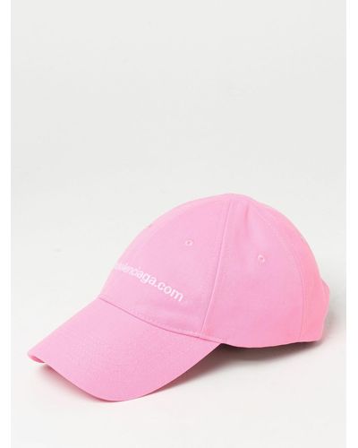Balenciaga Cappello in cotone con logo ricamato - Rosa