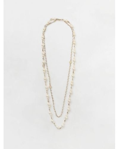 Max Mara Collana Nevis in metallo con perle e strass - Bianco