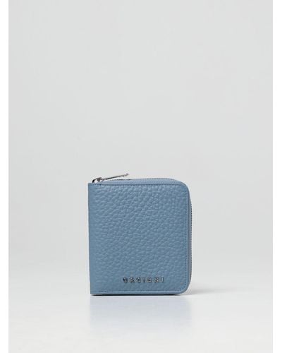 Orciani Wallet In Textured Leather - Blue