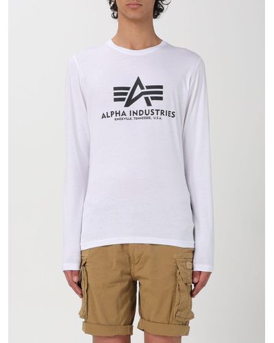Alpha Industries T-shirt in cotone con logo - Bianco